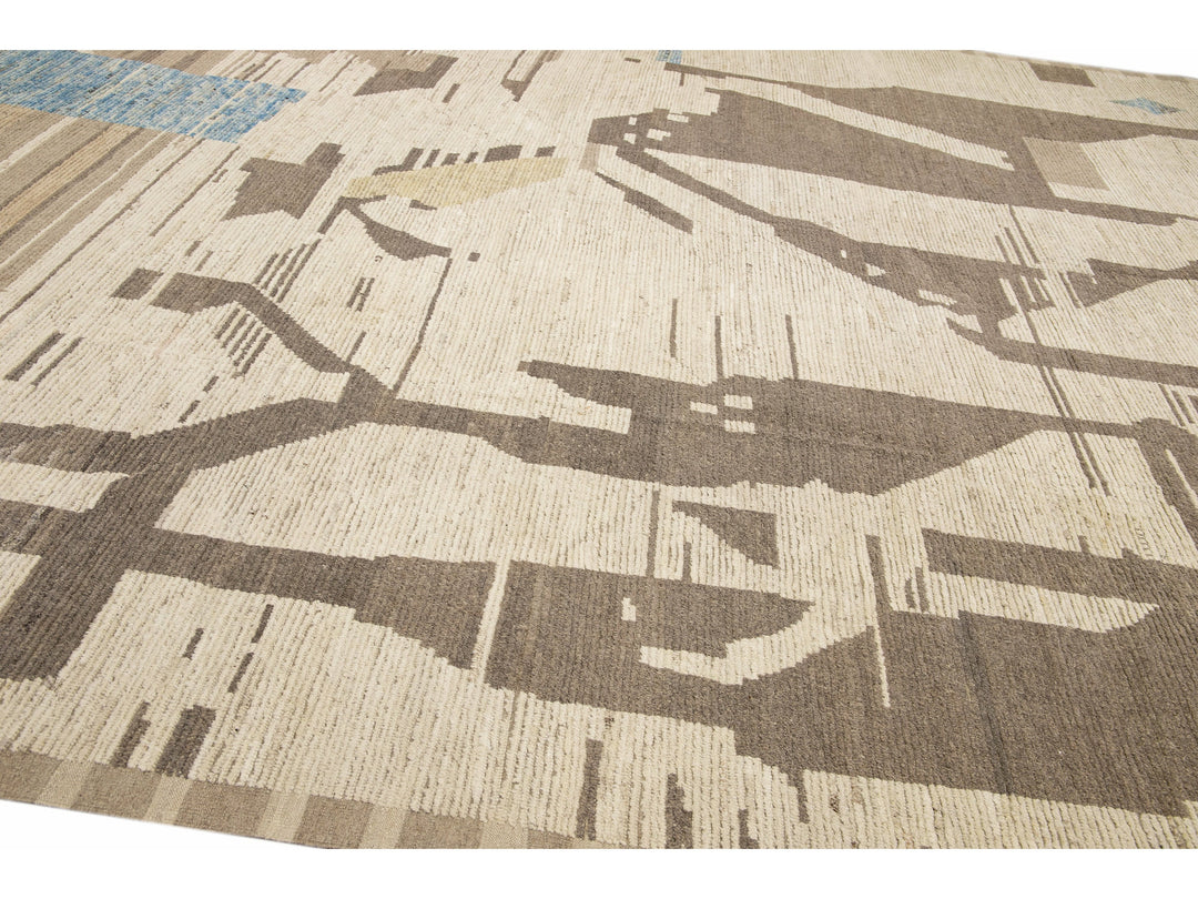 Modern Moroccan Wool Rug 14 X 17