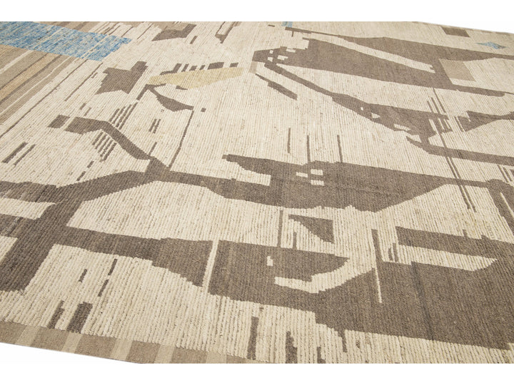 Modern Moroccan Wool Rug 14 X 17