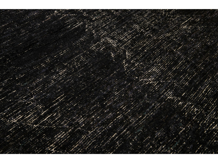 Modern Black Moroccan Style Handmade Boho Chic Oversize Wool Rug