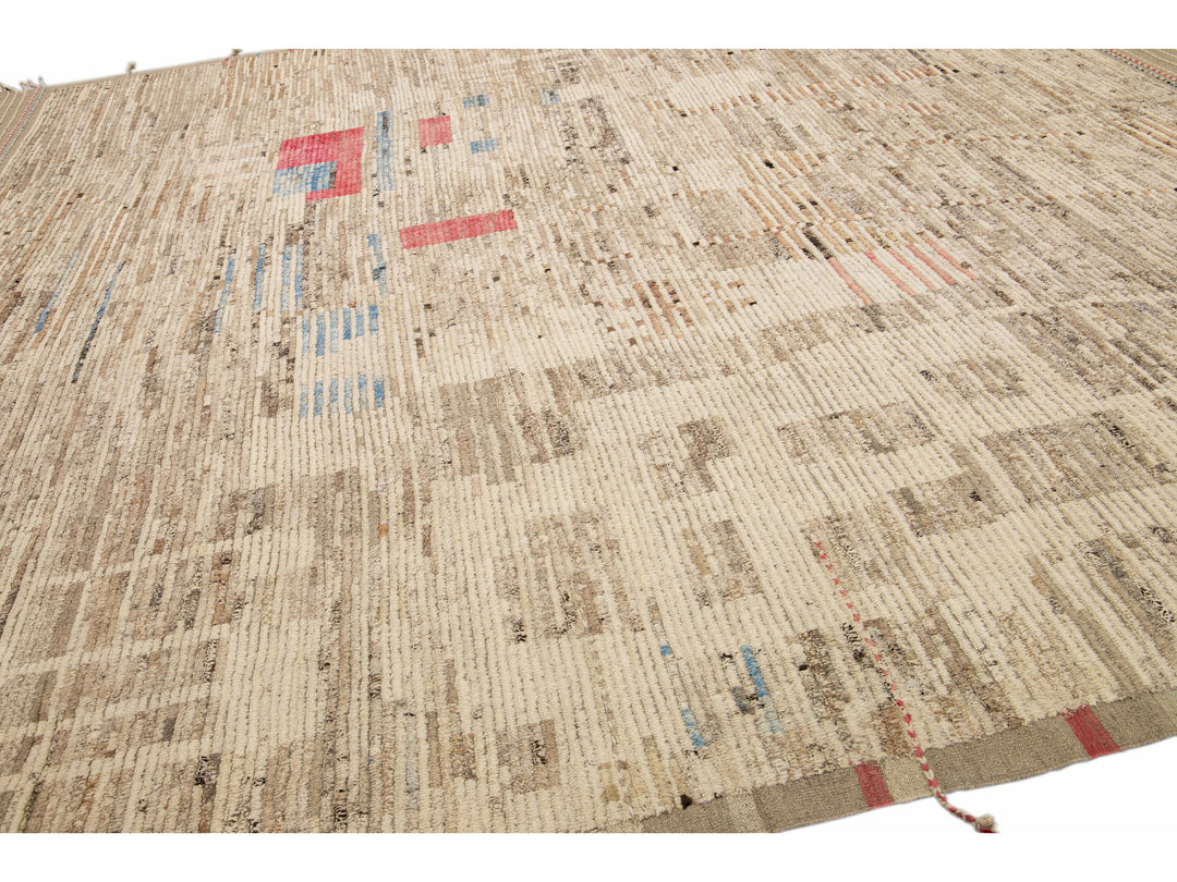 Modern Moroccan Boho Wool Rug 14 X 14