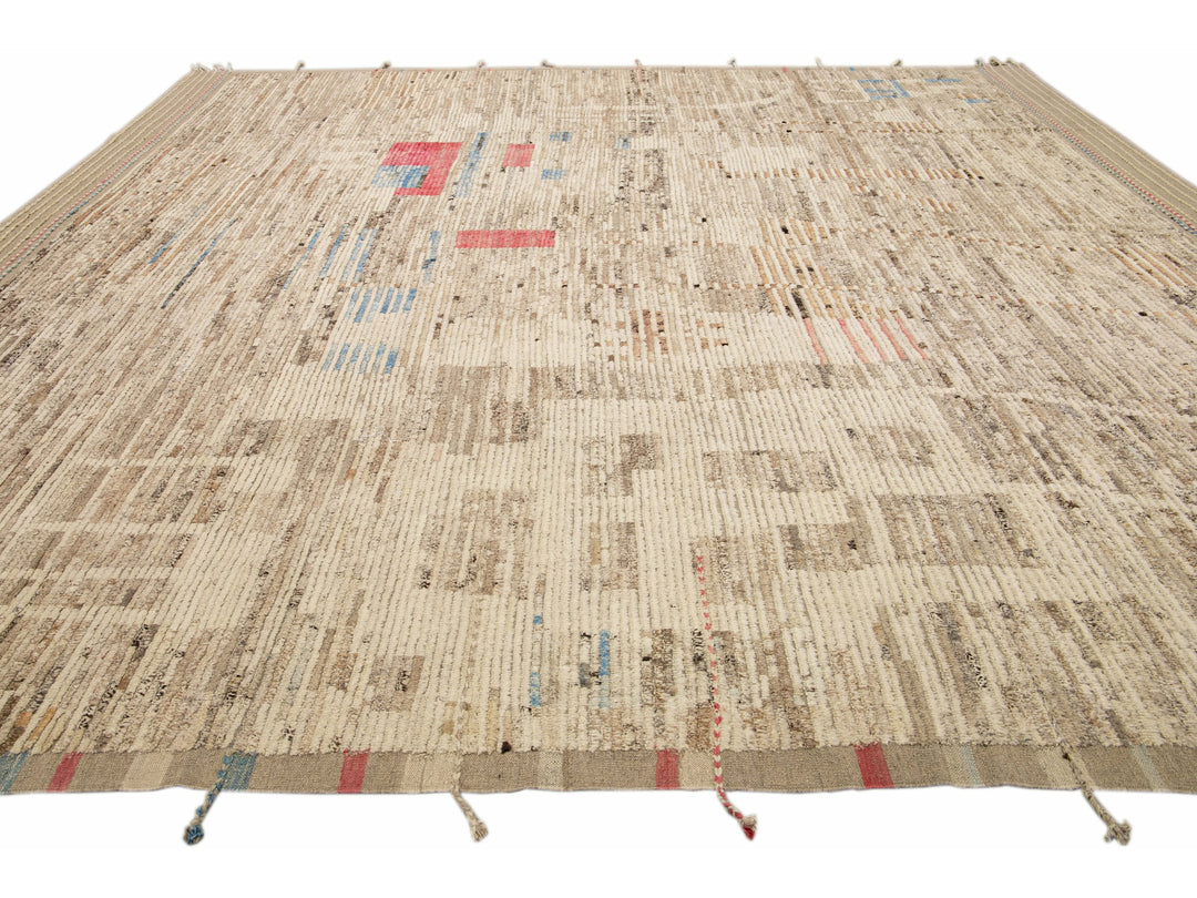 Modern Moroccan Boho Wool Rug 14 X 14