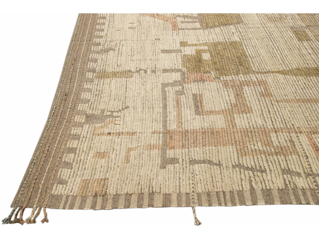 Modern Moroccan Wool Rug 14 X 15