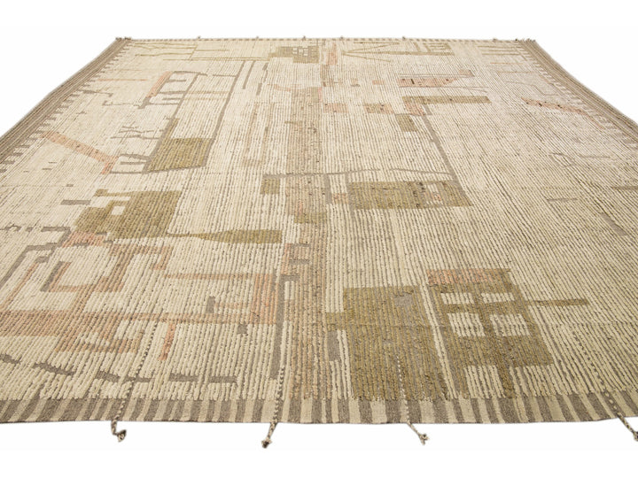 Modern Moroccan Wool Rug 14 X 15