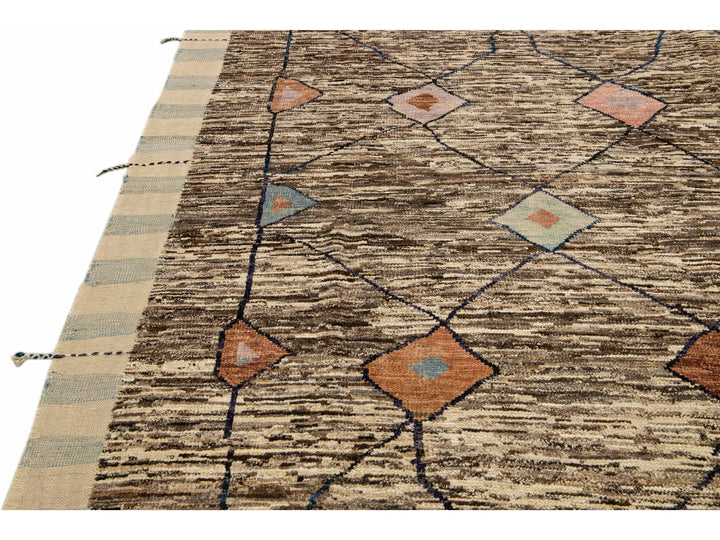 Modern Moroccan Wool Rug 9 X 13