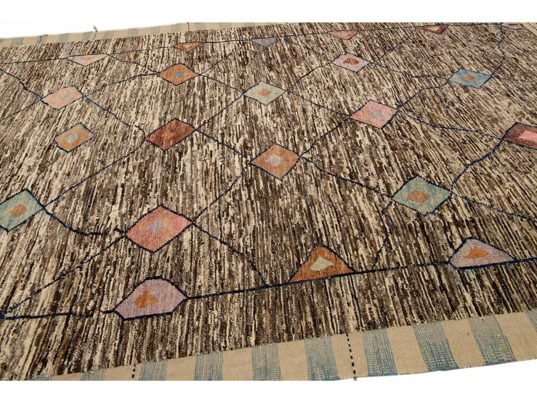 Modern Moroccan Wool Rug 9 X 13