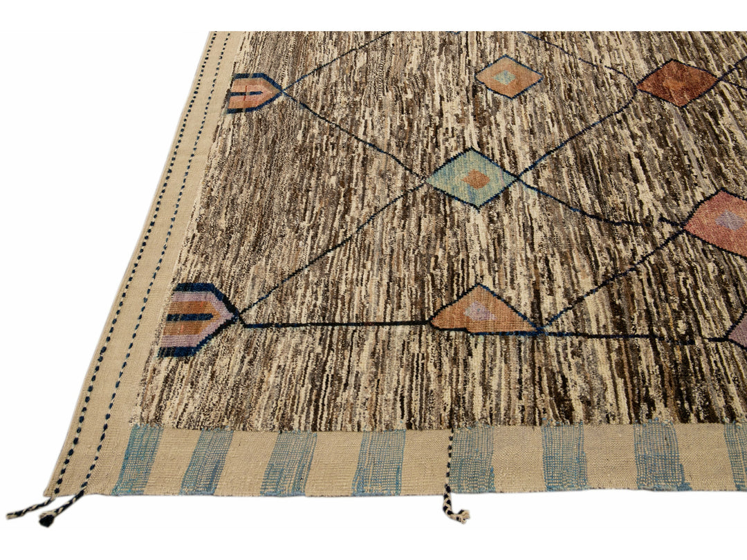 Modern Moroccan Wool Rug 9 X 13
