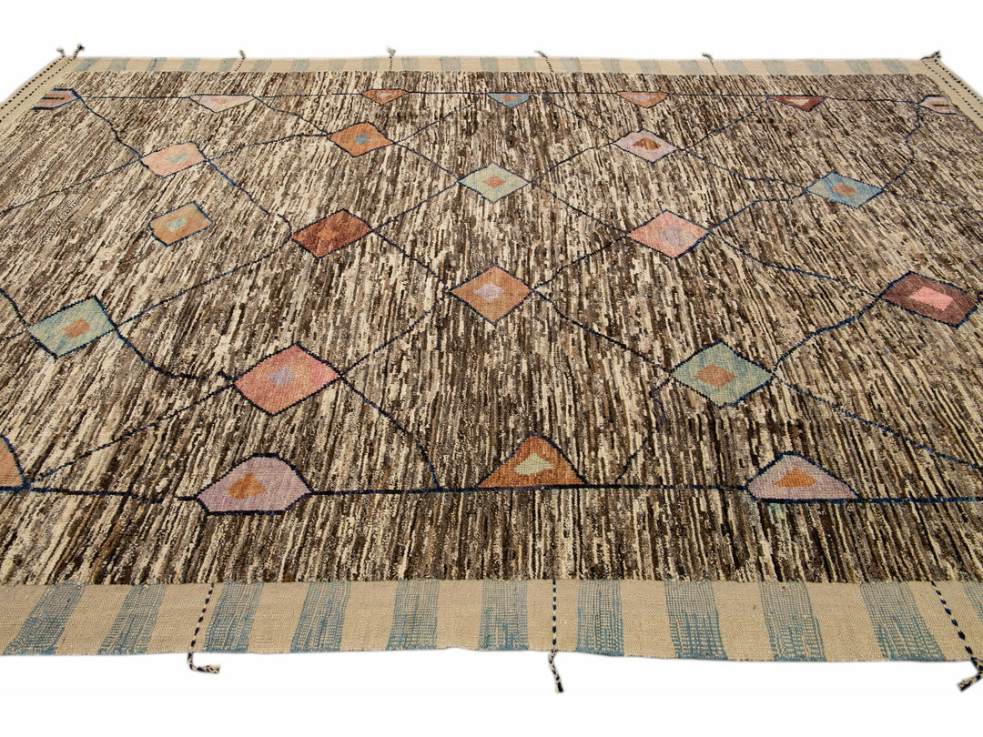 Modern Moroccan Wool Rug 9 X 13