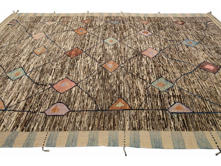 Modern Moroccan Wool Rug 9 X 13