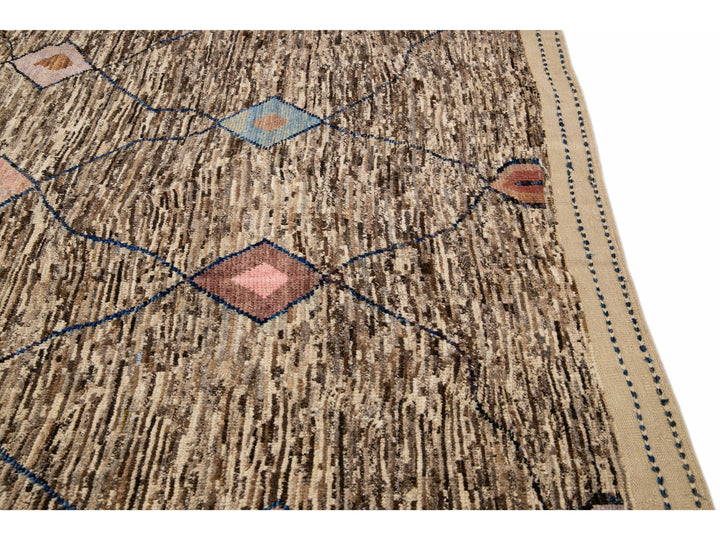 Modern Moroccan Wool Rug 9 X 13