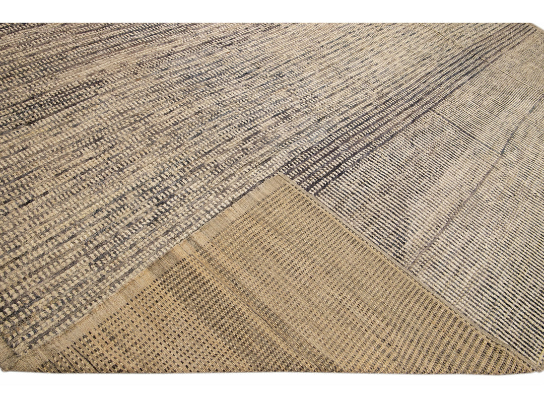 Modern Moroccan Bohemian Style Handmade Beige Square Wool Rug