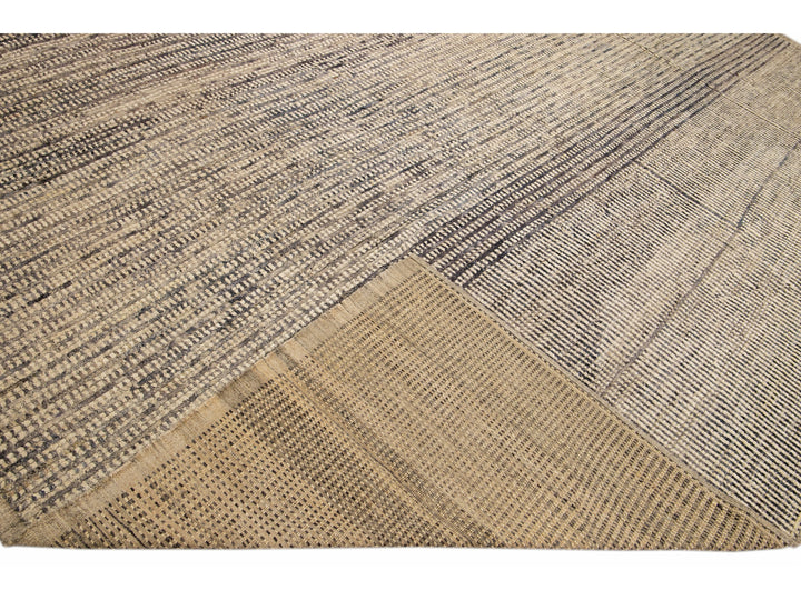 Modern Moroccan Bohemian Style Handmade Beige Square Wool Rug