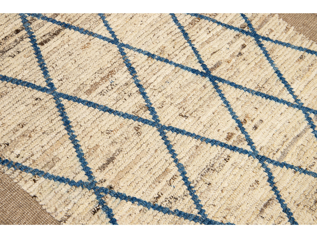 Modern Moroccan Boho Wool Runner 4 X 19