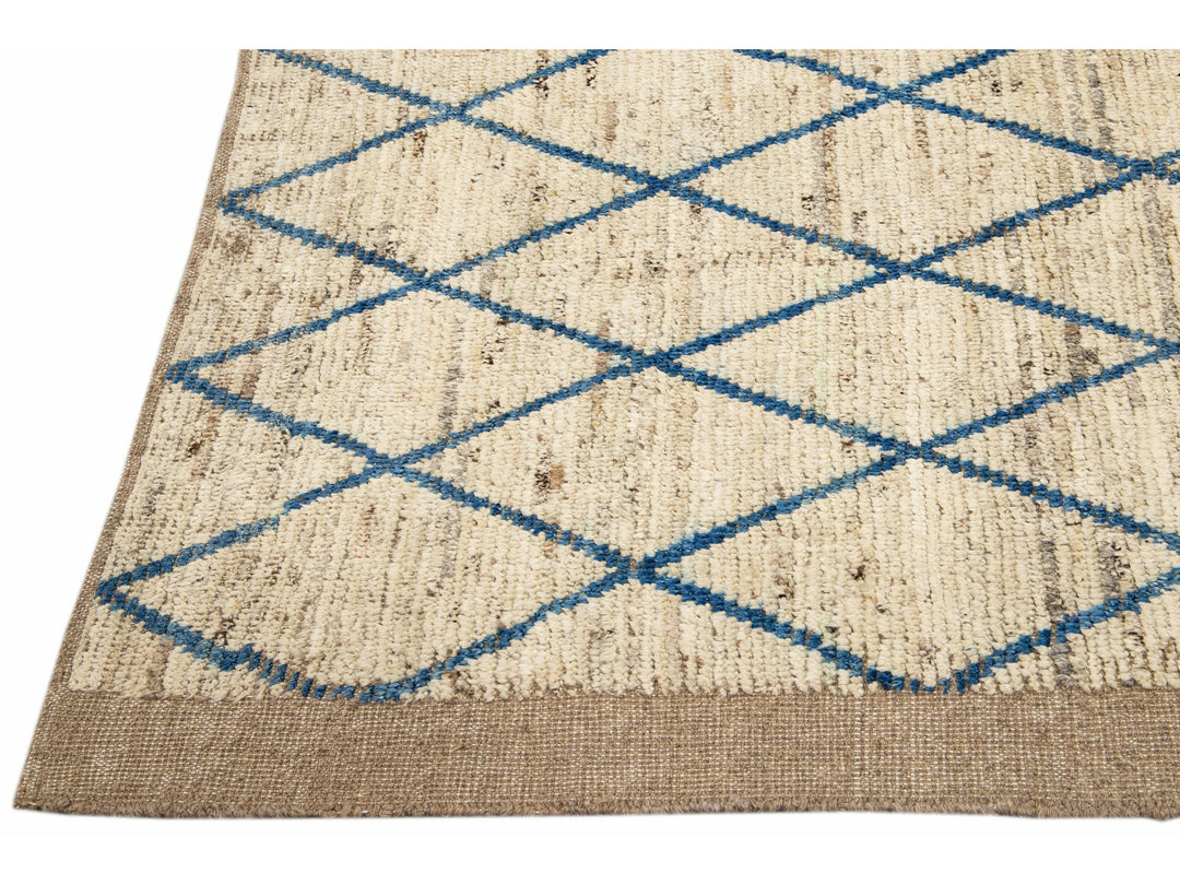 Modern Moroccan Boho Wool Runner 4 X 19