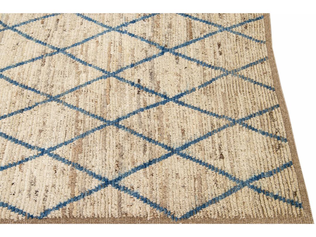 Modern Moroccan Boho Wool Runner 4 X 19