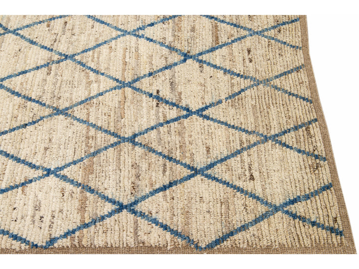 Modern Moroccan Boho Wool Runner 4 X 19
