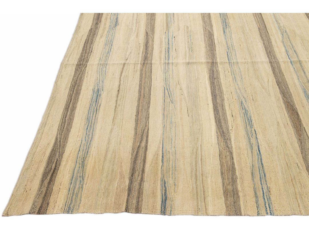 Modern Kilim Wool Rug 14 X 19