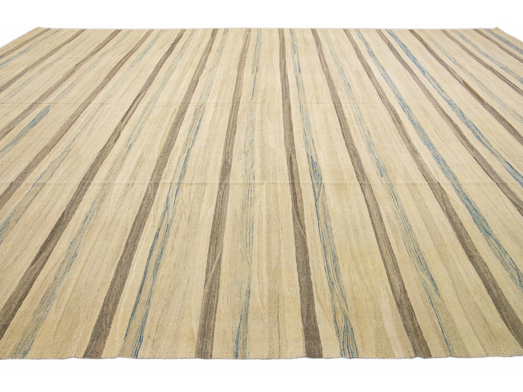 Modern Kilim Wool Rug 14 X 19