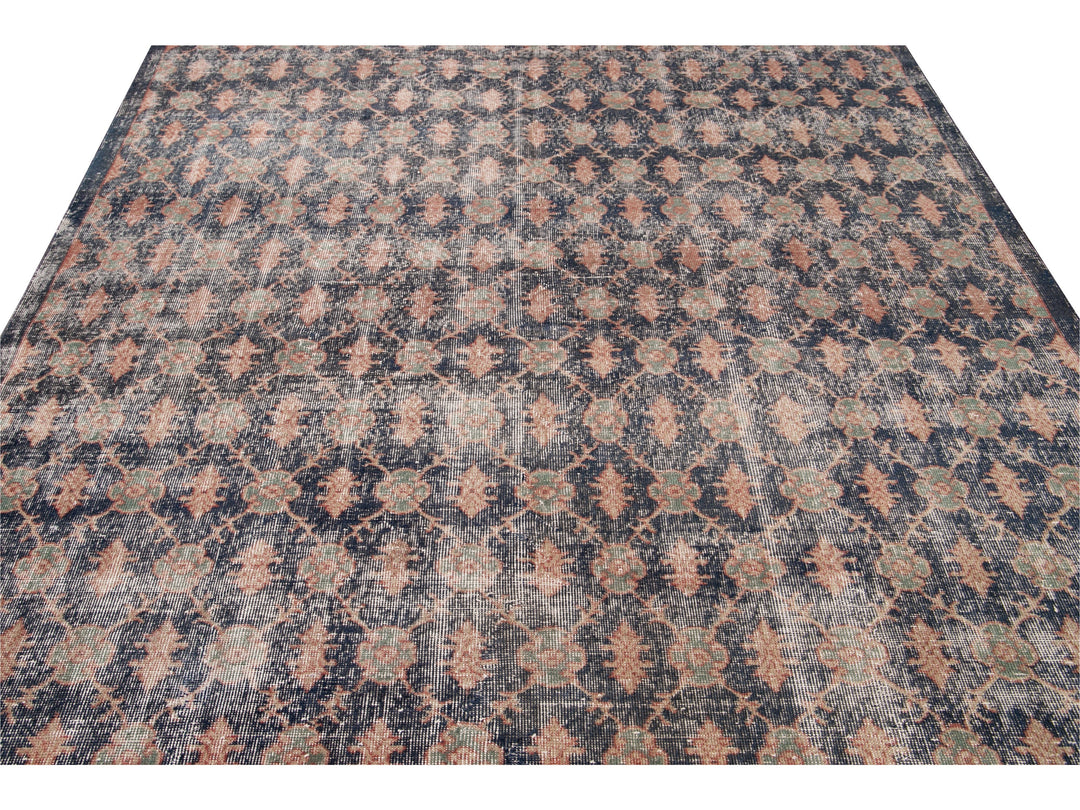 Vintage Turkish Deco Wool Rug 7 X 11