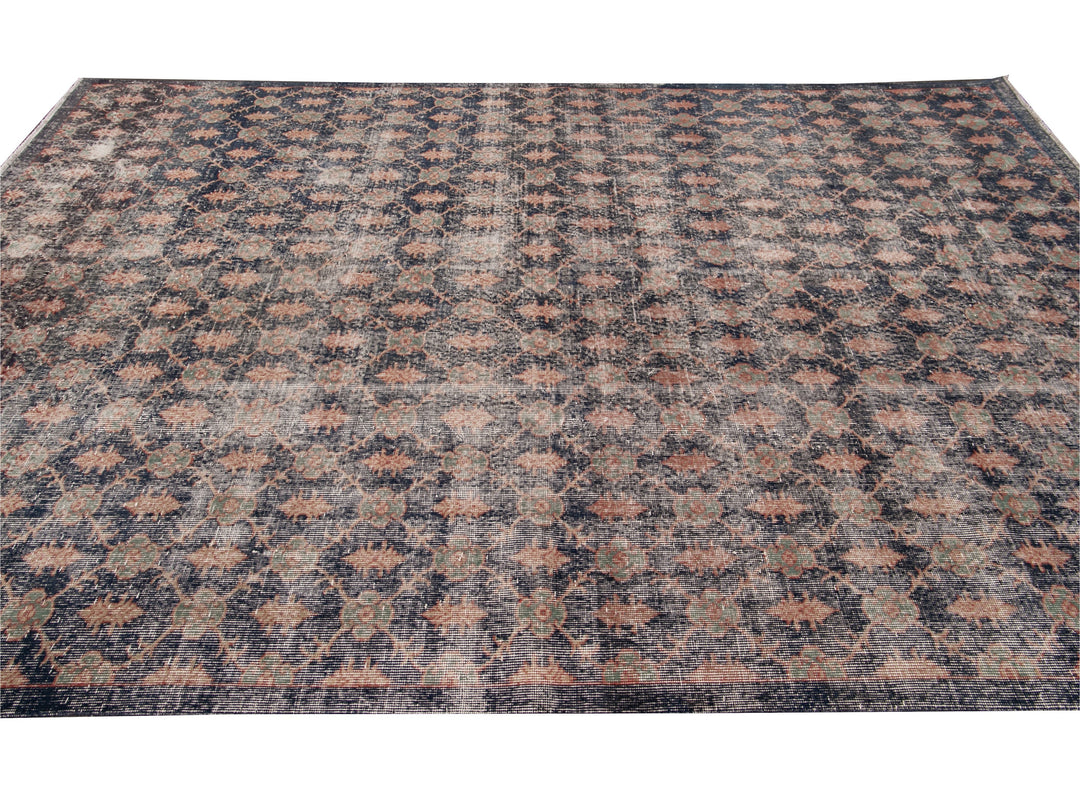 Vintage Turkish Deco Wool Rug 7 X 11
