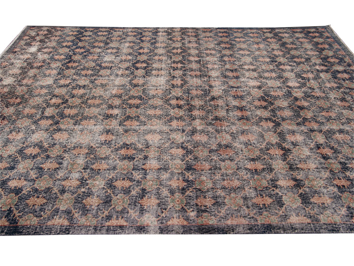 Vintage Turkish Deco Wool Rug 7 X 11