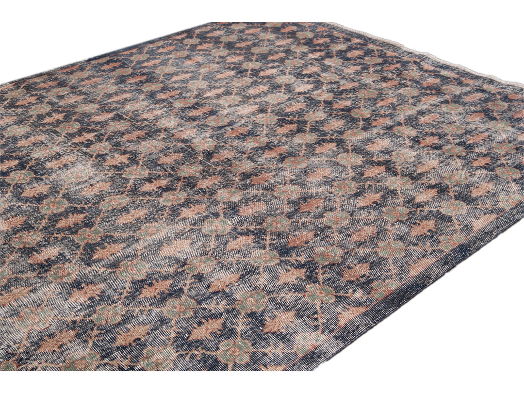 Vintage Turkish Deco Wool Rug 7 X 11