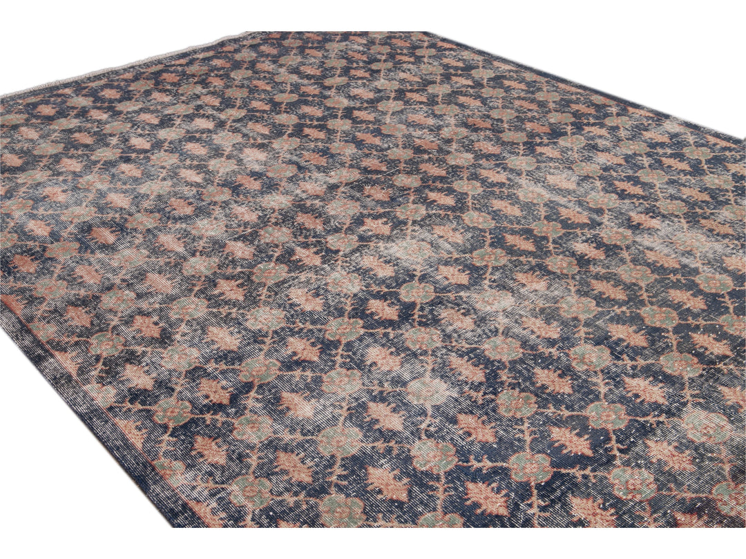 Vintage Turkish Deco Wool Rug 7 X 11