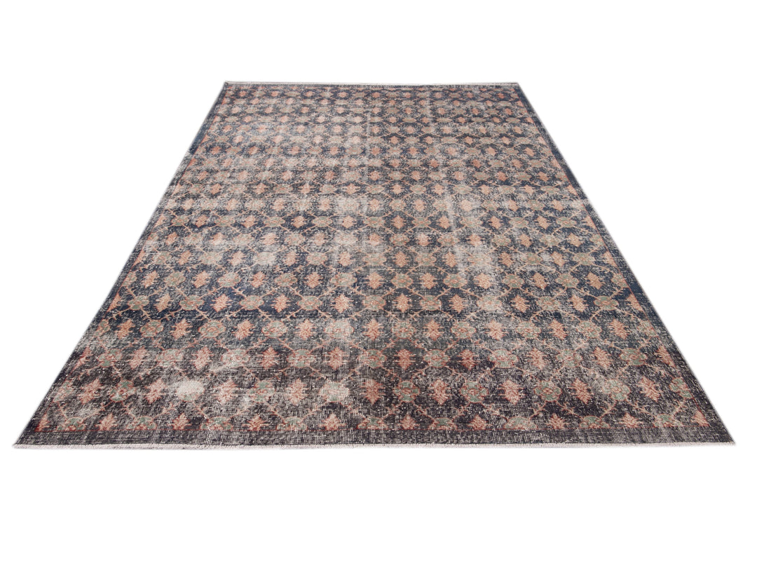 Vintage Turkish Deco Wool Rug 7 X 11