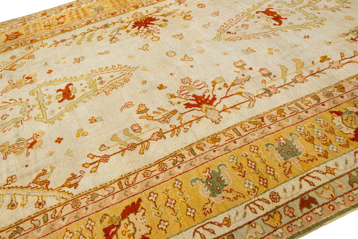 Antique Turkish Oushak Wool Rug 10 X 18