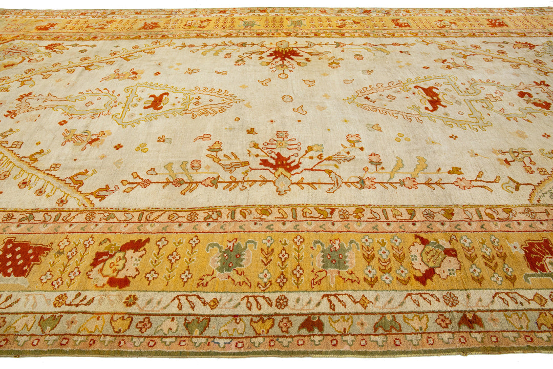 Antique Turkish Oushak Wool Rug 10 X 18