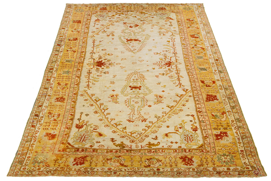 Antique Turkish Oushak Wool Rug 10 X 18