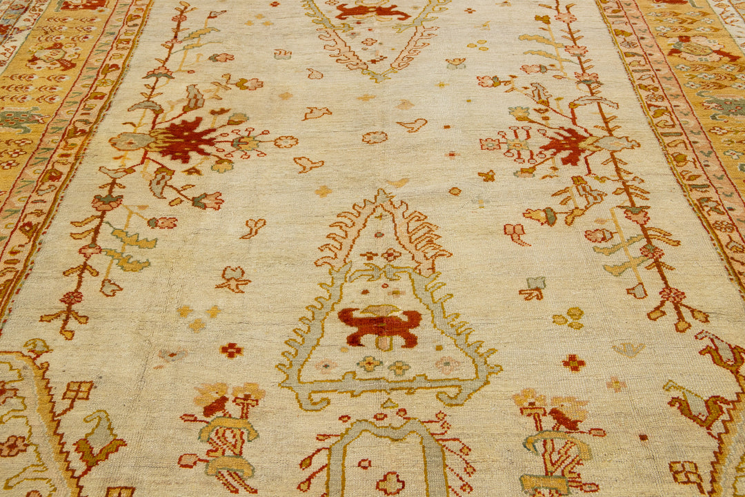 Antique Turkish Oushak Wool Rug 10 X 18