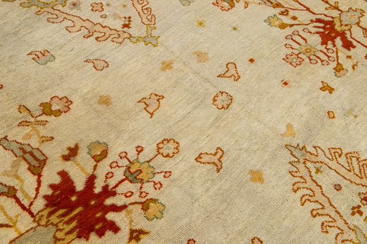 Antique Turkish Oushak Wool Rug 10 X 18