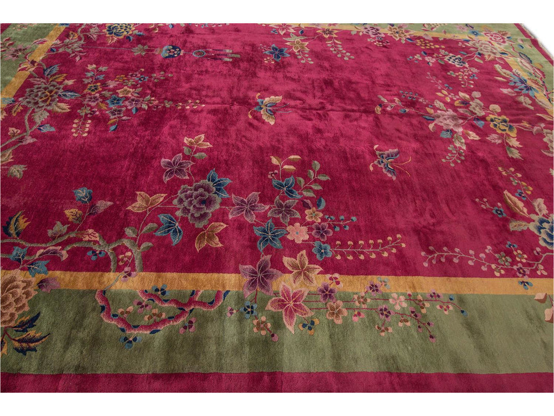 Antique Chinese Art Deco Wool Rug 10 X 13