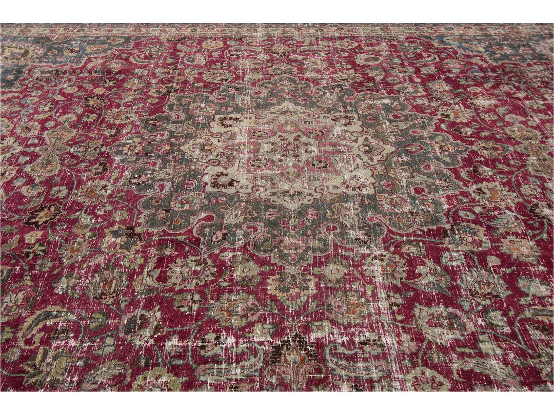 Early 20th Century Vintage Mashad Style Wool Rug 11 X 15