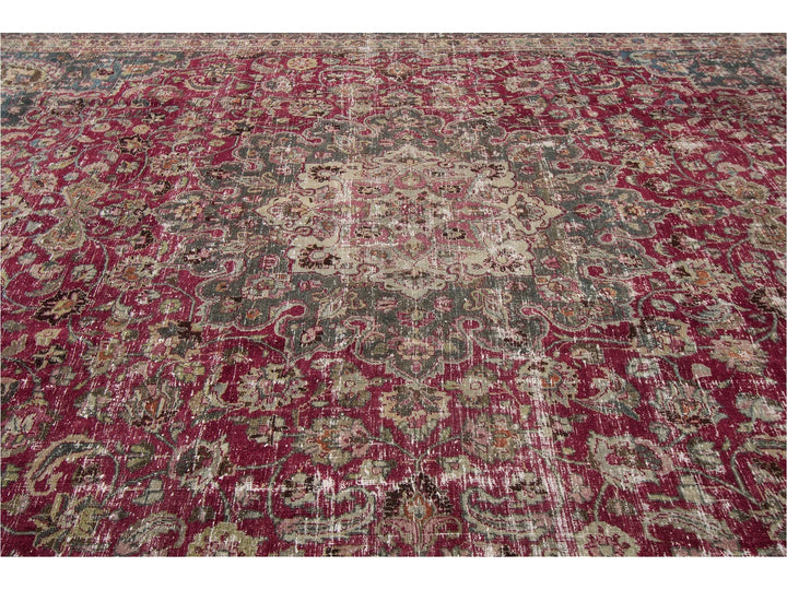 Early 20th Century Vintage Mashad Style Wool Rug 11 X 15