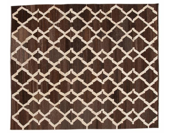 Modern Abstract Kilim Wool Rug 8 X 10