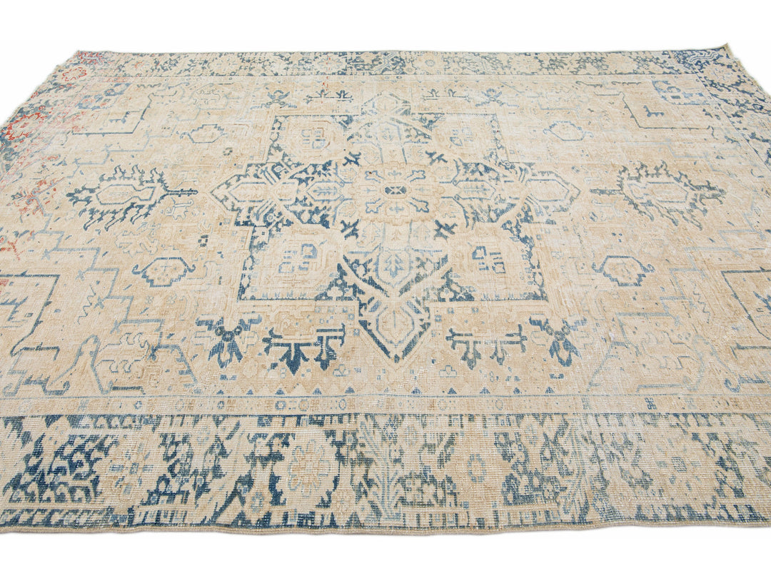 Antique Heriz Wool Rug 8 X 11
