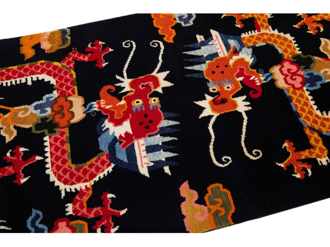 Vintage Peking Chinese Wool Rug 3 X 7