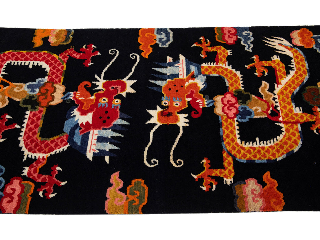 Vintage Peking Chinese Wool Rug 3 X 7