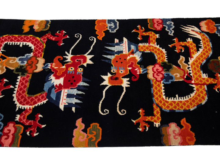 Vintage Peking Chinese Wool Rug 3 X 7