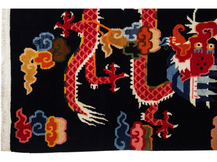 Vintage Peking Chinese Wool Rug 3 X 7