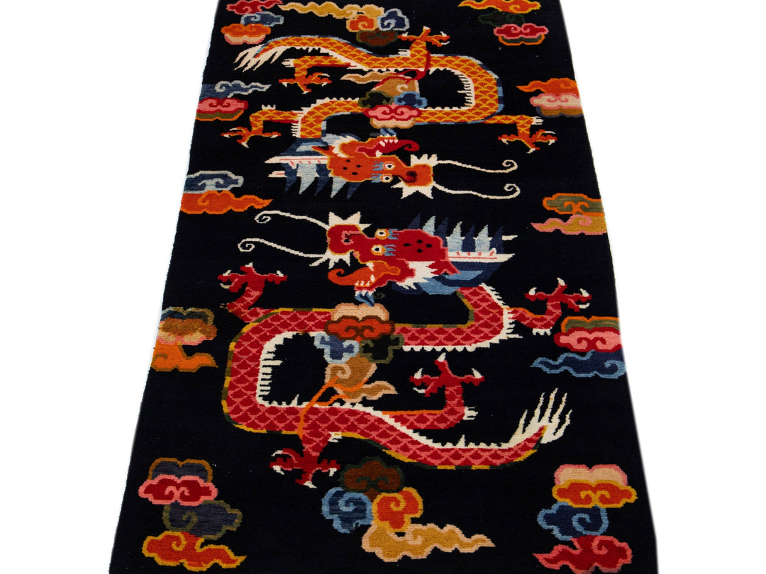 Vintage Peking Chinese Wool Rug 3 X 7