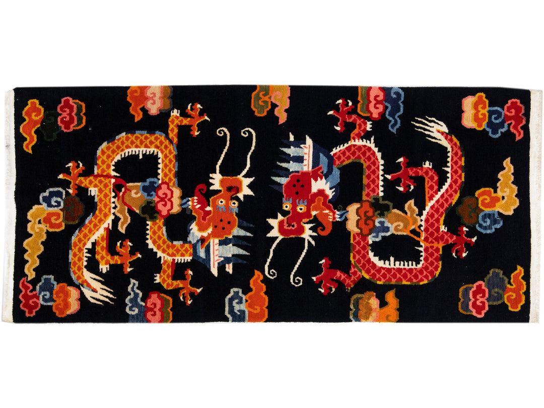 Vintage Peking Chinese Wool Rug 3 X 7