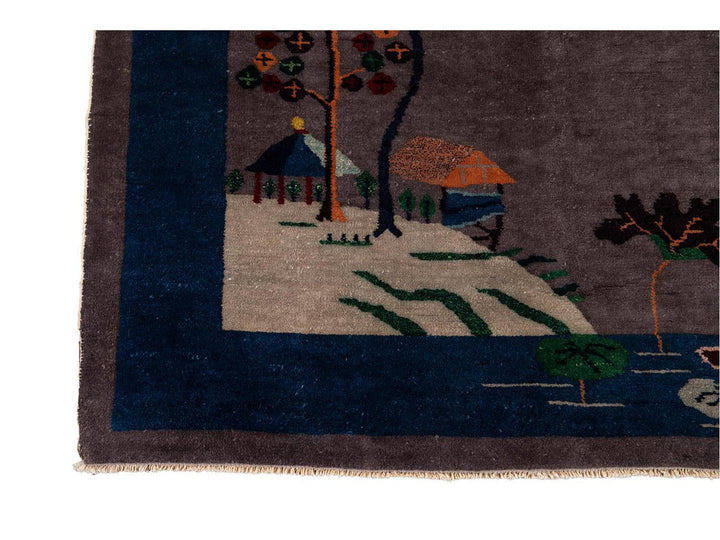 Antique Art Deco Chinese Peking Wool Rug 4 X 7
