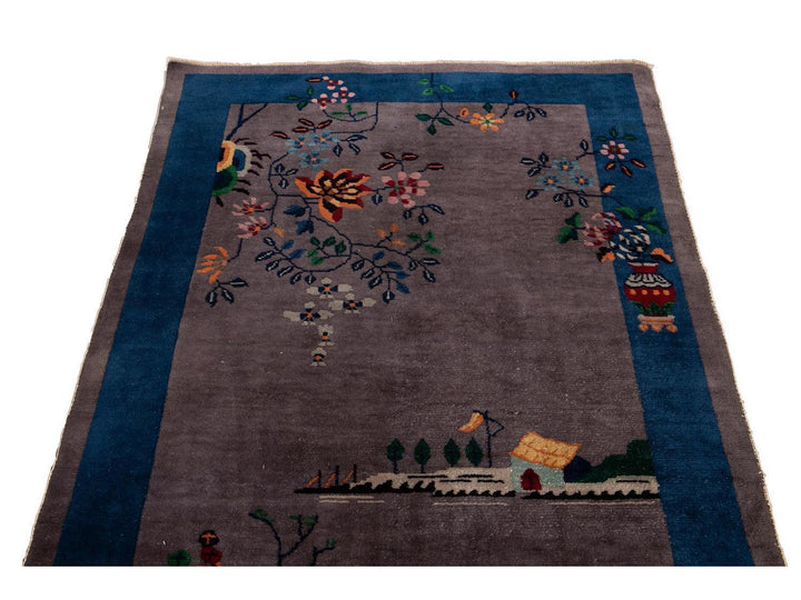 Antique Art Deco Chinese Peking Wool Rug 4 X 7