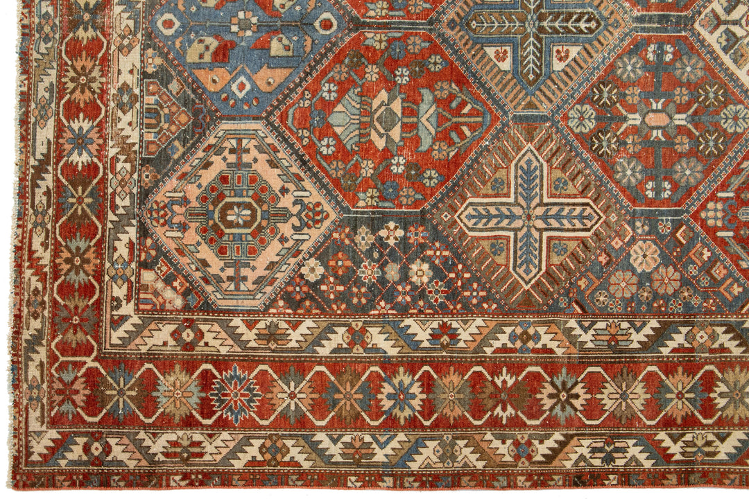 Antique Bakhtiari Wool Rug 7 X 11
