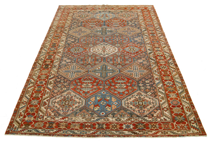 Antique Bakhtiari Wool Rug 7 X 11