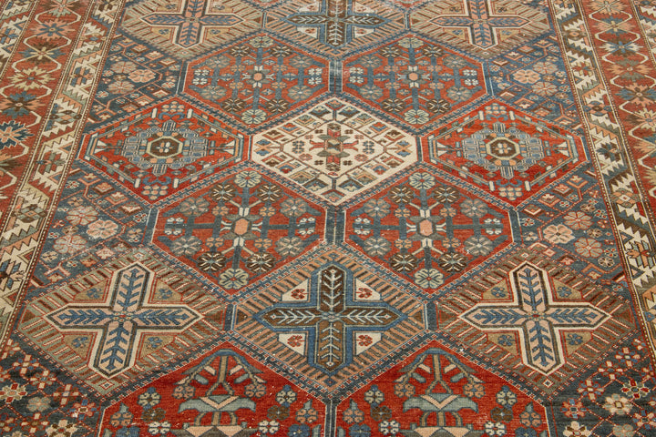 Antique Bakhtiari Wool Rug 7 X 11