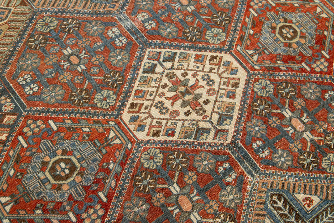 Antique Bakhtiari Wool Rug 7 X 11