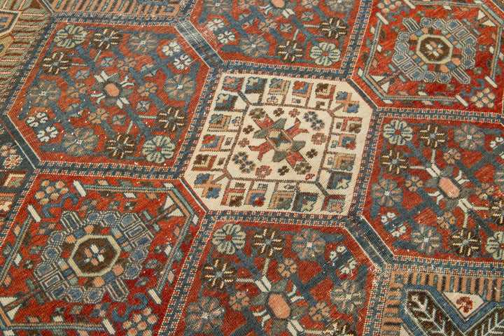 Antique Bakhtiari Wool Rug 7 X 11